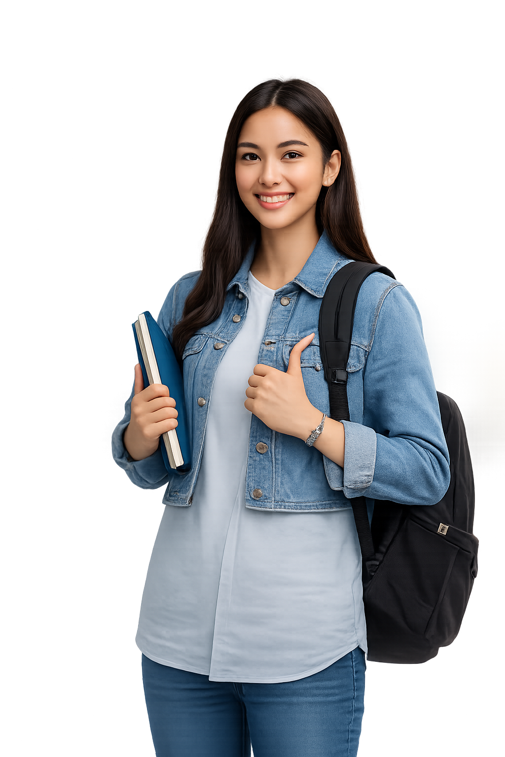 Smiling student cutout